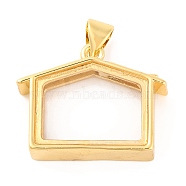 Rack Plating Brass Locket Pendants, with Plastic, Cadmium Free & Lead Free, Long-Lasting Plated, Real 18K Gold Plated, House, 17.5x22x6mm, Hole: 4x3mm(KK-F874-01G-06)