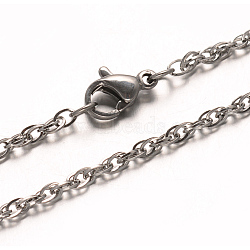 304 Stainless Steel Double Link Chains Necklaces, with Lobster Claw Clasps, Stainless Steel Color, 29.52 inch(75cm)(NJEW-L398-02P)
