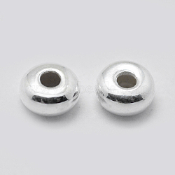 925 Sterling Silver Spacer Beads, Rondelle, Silver, 4x2mm, Hole: 1mm, about 50pcs/5g(STER-K171-38S-02)