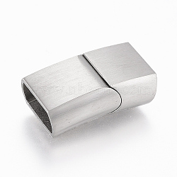 304 Stainless Steel Magnetic Clasps with Glue-in Ends, Rectangle, Stainless Steel Color, 23x13.5x8mm, Hole: 6x12mm(STAS-F131-05P)