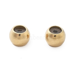 304 Stainless Steel Spacer Beads, with Silicone, Ion Plating(IP), Round, Real 14K Gold Plated, 4x3mm, Hole: 0.8mm(STAS-M111-23G-02)