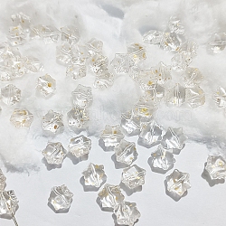 Transparent Glass Beads, Christmas Snowflake, Gold, 11.5x10.5x7.5mm, Hole: 1mm(GLAA-B007-01G)