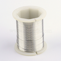 Round Copper Jewelry Wire, Silver, 26 Gauge, 0.4mm, about 98.42 Feet(30m)/roll(X-CWIR-R004-0.4mm-01)