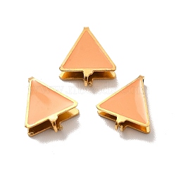 304 Stainless Steel Snap on Bails, with Enamel, Triangle, Golden, Light Salmon, 11x10x3mm, Pin: 0.9mm(STAS-I193-05G-01)