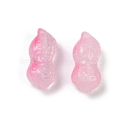 Transparent Glass Beads, Peanut, Baking Paint, Pale Violet Red, 23x11.5x11mm, Hole: 1.5mm(DGLA-E004-07E)