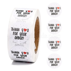 1 Inch Thank You Stickers, Self-Adhesive Kraft Paper Gift Tag Stickers, Adhesive Labels, for Presents, Packing Bags, with Word Thank you For your ORDER, White, Sticker: 25mm, about 500pcs/roll(DIY-G013-A24)