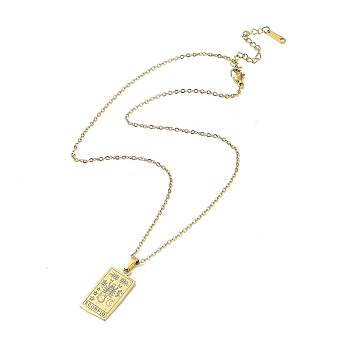 Rectangle with Twelve Constellations Pendant Necklaces, 304 Stainless Steel Cable Chains Necklaces, Golden, Scorpio, 15.98 inch(40.6cm)