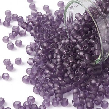 TOHO Round Seed Beads, Japanese Seed Beads, (19F) Transparent Frost Sugar Plum, 8/0, 3mm, Hole: 1mm, about 10000pcs/pound