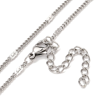 304 Stainless Steel Curb Chain Necklaces, Stainless Steel Color, 17.83x0.07 inch(45.3x0.18cm)