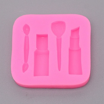 DIY Food Grade Silicone Cosmetics Molds, Resin Casting Molds, For DIY UV Resin, Epoxy Resin Jewelry Making, Mixed Shapes, Hot Pink, 58x61x10mm, Inner Diameter: 37~43x6~13mm