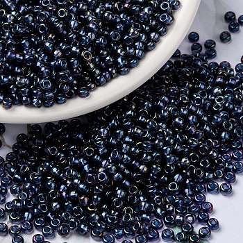 MIYUKI Round Rocailles Beads, Japanese Seed Beads, (RR3539) Fancy Lined Han Blue, 8/0, 3mm, Hole: 1mm, about 422~455pcs/10g