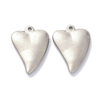 304 Stainless Steel Pendants, Heart, Stainless Steel Color, 16x12x2.5mm, Hole: 1mm