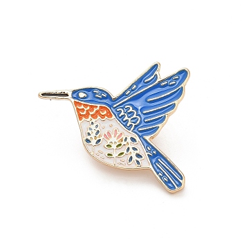 Hummingbird Enamel Pins, Alloy Lapel Pin Backs for Backpack Clothes, Golden, 33x25.5mm
