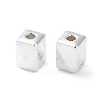 Alloy Beads, Long-Lasting Plated, Cuboid, Silver, 6.5x5.5x5.5mm, Hole: 1.5mm