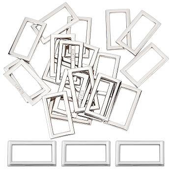 20Pcs Alloy Buckles, Garment Accessories, Rectangle, Platinum, 17.5x31x2mm