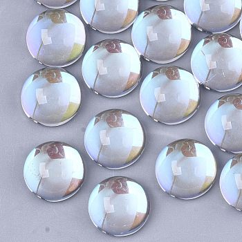 Transparent Glass Cabochons, AB Color Plated, Half Round/Dome, Clear AB, 12x6mm