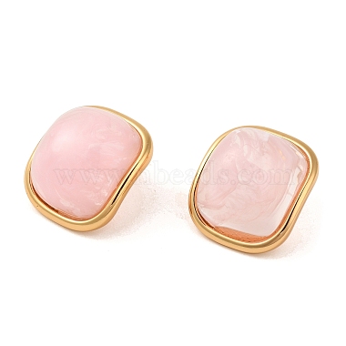 Square Resin Stud Earrings(EJEW-U003-25G)-3