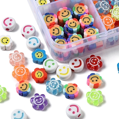 120Pcs 4 Style Smiling Face Beads for DIY Jewelry Making Finding Kits(DIY-YW0005-10)-4