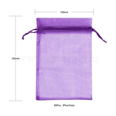 90Pcs 18 Style Organza Bags Jewellery Storage Pouches Wedding Favor Party Mesh Drawstring Gift(OP-LS0001-05)-3