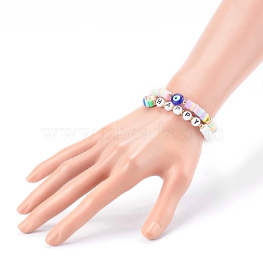 Bracelets extensibles en perles heishi en pâte polymère(BJEW-JB05947)-7