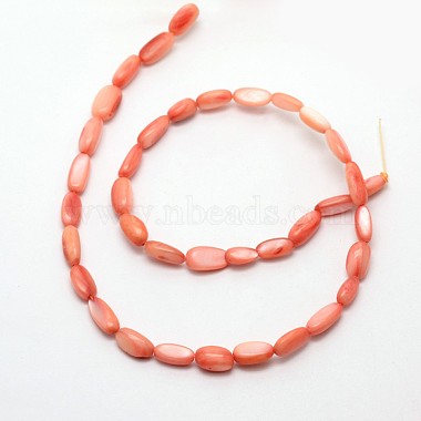 Dyed Oval Natural Freshwater Shell Beads Strands(SHEL-E356-M)-4
