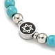 Star of David 304 Stainless Steel & Synthetic Turquoise Round Beaded Bracelets for Women(BJEW-G717-06P)-2