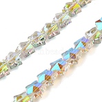 Electroplate Transparent Glass Beads Strands, Star, Faceted, Half Plated, Light Green, 7.5x8x5mm, Hole: 0.7mm, about 80pcs/strand, 21.56''(54.75cm)(EGLA-U004-03A-HP02)