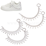 Brass & Iron Glass Rhinestone Chain Boot Strap Chains, for Shoe Decoration, Platinum, 253~255mm, 4pcs/set(HJEW-UN00051)