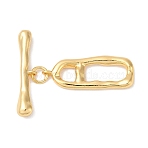 Brass Toggle Clasps, Cadmium Free & Nickel Free & Lead Free, Oval, Real 18K Gold Plated, 26x32.5x4mm, Hole: 3mm, oval: 26x10x2.5mm, Hole: 1.2mm, bar: 5.5x26x4mm, hole: 1.2mm(KK-Q030-13G)