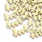 201 Stainless Steel Links connectors, Laser Cut Links, Family, Golden, 26x13x1mm, Hole: 1.6mm(X-STAS-T044-26G)