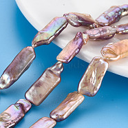 Natural Keshi Pearl Beads Strands, Cultured Freshwater Pearl, Rectangle, Lavender, 21~28x8~15x4~12mm, Hole: 0.6mm, about 15~18pcs/strand, 14.76 inch~14.96 inch(37.5~38cm)(PEAR-S020-D02)