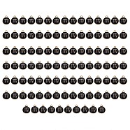 Alloy Enamel Pendants, Flat Round with Constellation, Light Gold, Black, Virgo, 15x12x2mm, Hole: 1.5mm, 100pcs/Box(ENAM-SZ0001-28C-B)