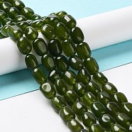 Natural Jade Beads Strands, Dyed, Nuggets, Tumbled Stone, Dark Olive Green, 9.5~11.5x8~8.5x7~8mm, Hole: 1mm, about 34~38pcs/strand, 14.76~15.16''(37.5~38.5cm)(G-E614-B01-02)
