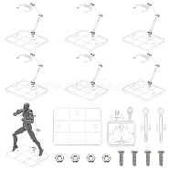 Clear Plastic Model Assembled Action Figure Display Holders, Doll Model Support Stands, with Iron Findings, Rectangle, 9.3x7.3x11cm(ODIS-WH0030-72B)