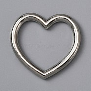 Alloy Linking Rings, Heart, Platinum, 33x35x3.5mm, Inner Diameter: 21x27.5mm(FIND-WH0111-113)