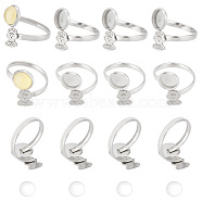 Elite DIY Blank Dome Open Ring Making Kit, Including 304 Stainless Steel Cuff Ring Pad Ring Setting, Glass Cabochons, Stainless Steel Color, US Size 7(17.3mm), Tray: 8mm and 8.5x7mm, 32Pcs/box(STAS-PH0004-65)