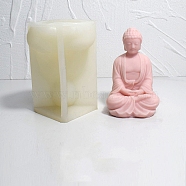 Buddha Candle Silicone Molds, For Scented Candle Making, White, 9x8x12.8cm(DIY-L072-017A)