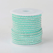 Rivet Faux Suede Cord, Faux Suede Lace, with Aluminum, Light Sky Blue, 3x2mm, about 20yards/roll(LW-M001-03)