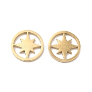 Ion Plating(IP) 304 Stainless Steel Cabochons, Flat Round with Star, Real 14K Gold Plated, 10x1mm(STAS-Q215-49G)