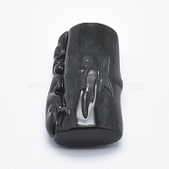 Natural Obsidian Pendants, 32x18x10.5mm, Hole: 1.5mm(G-P360-13)