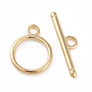 Eco-friendly Brass Toggle Clasps, Cadmium Free & Lead Free, Long-Lasting Plated, Ring, Real 24K Gold Plated, Ring: 15x11.5x1mm, Bar: 5x20x2mm, Hole: 2mm(KK-D082-17G)