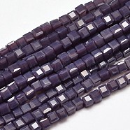 Faceted Cube Glass Beads Strands, Dark Slate Blue, 2.5x2.5x2.5mm, Hole: 0.5mm, about 185pcs/strand, 15.7 inch(EGLA-J133-C04)