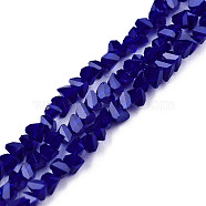 Opaque Solid Color Glass Beads Strands, Faceted Triangle, Dark Blue, 3x2x2mm, Hole: 0.8mm, about 150~152pcs/strand, 10.43 inch~11.42 inch(26.5~29cm)(GLAA-N052-01-A01)