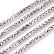 304 Stainless Steel Wheat Chains, Foxtail Chain, Unwelded, Stainless Steel Color, 5mm(CHS-L017-21D)