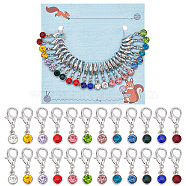 24Pcs 12 Colors Alloy Rhinestone Birthstone Pendant Stitch Markers, Platinum, 2.7cm, 2pcs/color(HJEW-NB00005)