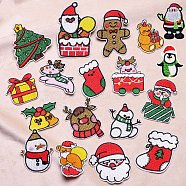Christmas Theme Computerized Embroidery Cloth Self Adhesive Patches, Stick On Patch, Costume Accessories, Appliques, Mixed Shapes, 32~71x32~54mm, 18Pcs/set(XMAS-PW0001-095T)
