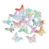 Transparent Resin Cabochons, Glitter Butterfly, Mixed Color, 12~13x15.5x3.7mm(RESI-E039-13)