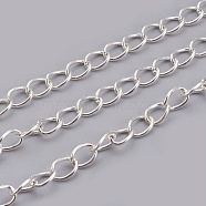 Iron Twisted Chains, Unwelded, with Spool, Oval, Silver, 8x6x1mm, about 164.04 Feet(50m)/roll(CH-1.0DK-S)