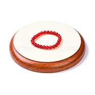 Flat Round Wood Pesentation Jewelry Bracelets Display Tray, Covered with Microfiber, Coin Stone Organizer, Antique White, 18.1x2.2cm(ODIS-P008-15C-01)