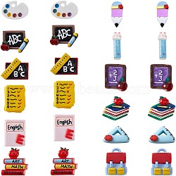 48Pcs 12 Styles Cartoon Teachers' Day Resin Cabochons, Study Theme Cabocbons, Mixed Shapes, 17~30x10.5~34.5x4~9mm, 4pcs/style(RESI-SC0002-95)